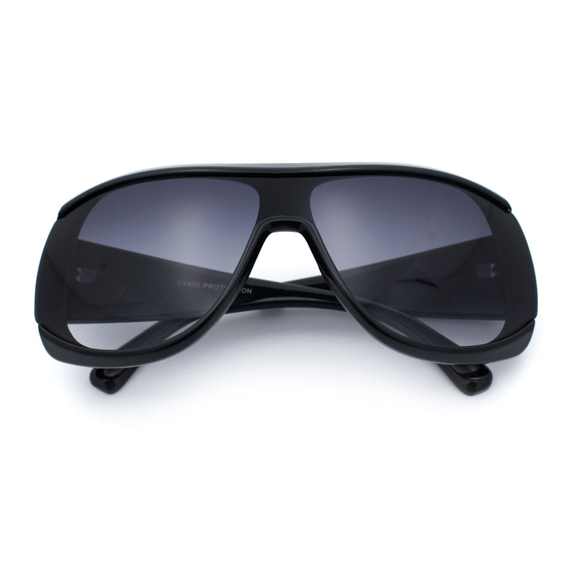 Womens Oversized Shield Cropped Side Flat Top Plastic Diva Fashion Sunglasses
