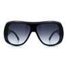 Womens Oversized Shield Cropped Side Flat Top Plastic Diva Fashion Sunglasses