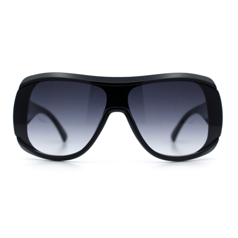 Womens Oversized Shield Cropped Side Flat Top Plastic Diva Fashion Sunglasses