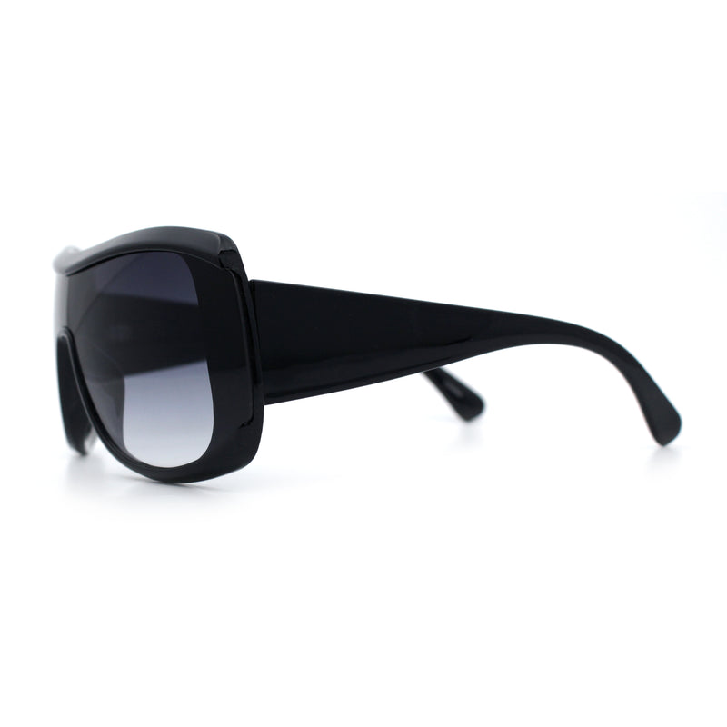 Womens Oversized Shield Cropped Side Flat Top Plastic Diva Fashion Sunglasses