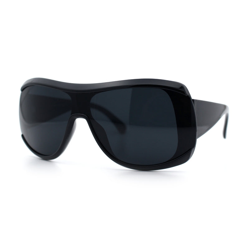 Womens Oversized Shield Cropped Side Flat Top Plastic Diva Fashion Sunglasses