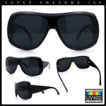 Womens Oversized Shield Cropped Side Flat Top Plastic Diva Fashion Sunglasses