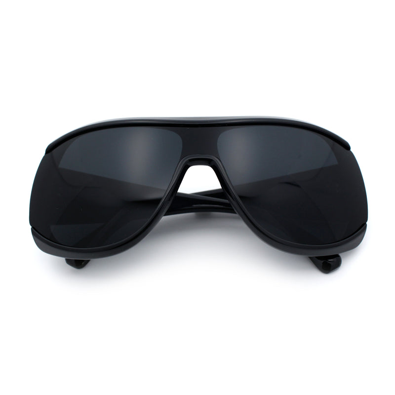 Womens Oversized Shield Cropped Side Flat Top Plastic Diva Fashion Sunglasses