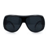 Womens Oversized Shield Cropped Side Flat Top Plastic Diva Fashion Sunglasses