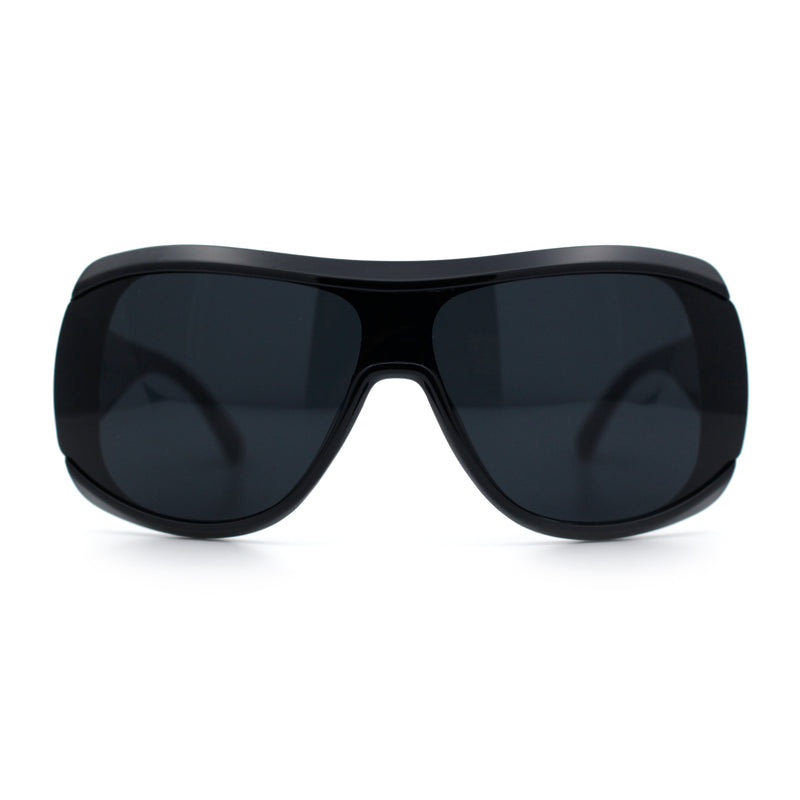 Womens Oversized Shield Cropped Side Flat Top Plastic Diva Fashion Sunglasses