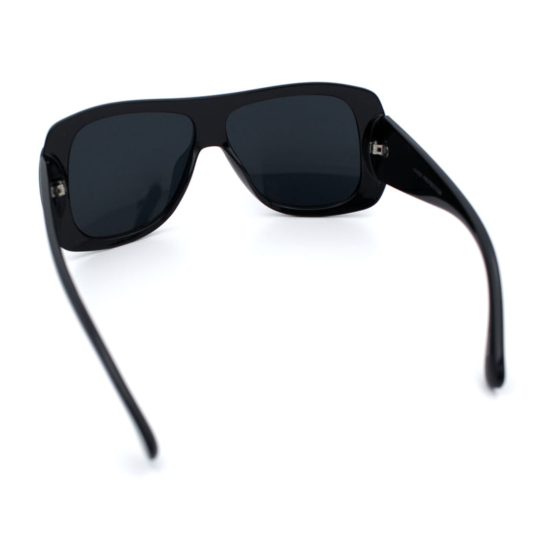 Womens Oversized Shield Cropped Side Flat Top Plastic Diva Fashion Sunglasses