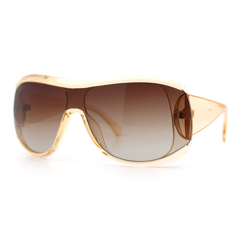 Womens Oversized Shield Cropped Side Flat Top Plastic Diva Fashion Sunglasses