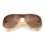 Womens Oversized Shield Cropped Side Flat Top Plastic Diva Fashion Sunglasses