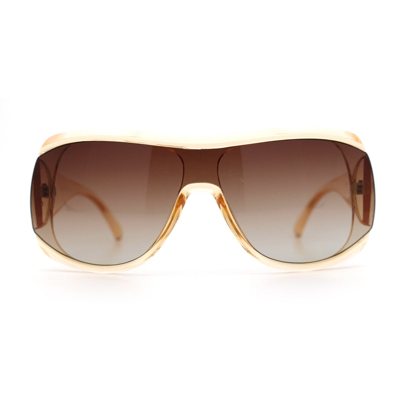Womens Oversized Shield Cropped Side Flat Top Plastic Diva Fashion Sunglasses