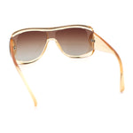 Womens Oversized Shield Cropped Side Flat Top Plastic Diva Fashion Sunglasses