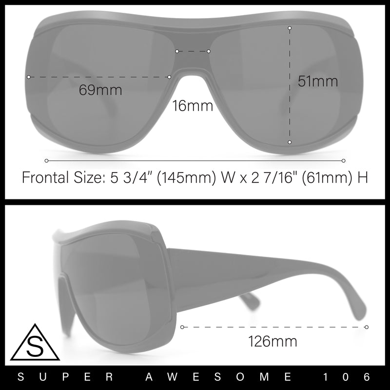 Womens Oversized Shield Cropped Side Flat Top Plastic Diva Fashion Sunglasses