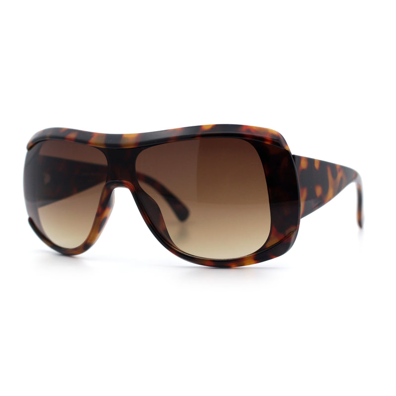 Womens Oversized Shield Cropped Side Flat Top Plastic Diva Fashion Sunglasses