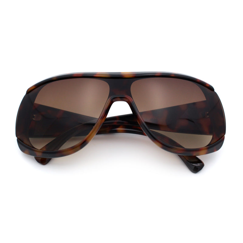 Womens Oversized Shield Cropped Side Flat Top Plastic Diva Fashion Sunglasses