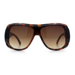 Womens Oversized Shield Cropped Side Flat Top Plastic Diva Fashion Sunglasses