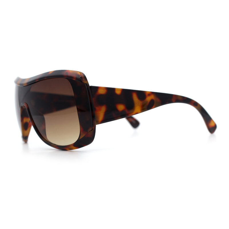 Womens Oversized Shield Cropped Side Flat Top Plastic Diva Fashion Sunglasses
