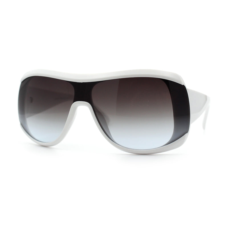 Womens Oversized Shield Cropped Side Flat Top Plastic Diva Fashion Sunglasses