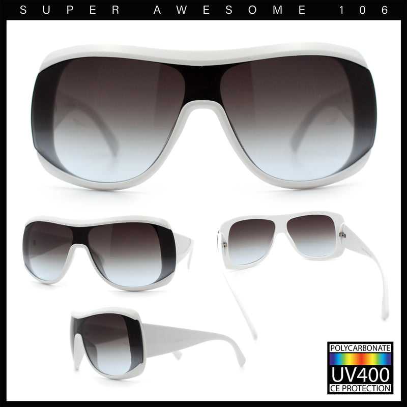 Womens Oversized Shield Cropped Side Flat Top Plastic Diva Fashion Sunglasses