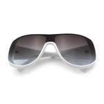 Womens Oversized Shield Cropped Side Flat Top Plastic Diva Fashion Sunglasses