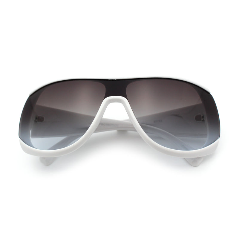 Womens Oversized Shield Cropped Side Flat Top Plastic Diva Fashion Sunglasses
