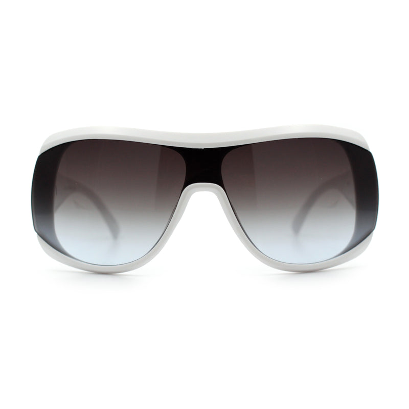 Womens Oversized Shield Cropped Side Flat Top Plastic Diva Fashion Sunglasses