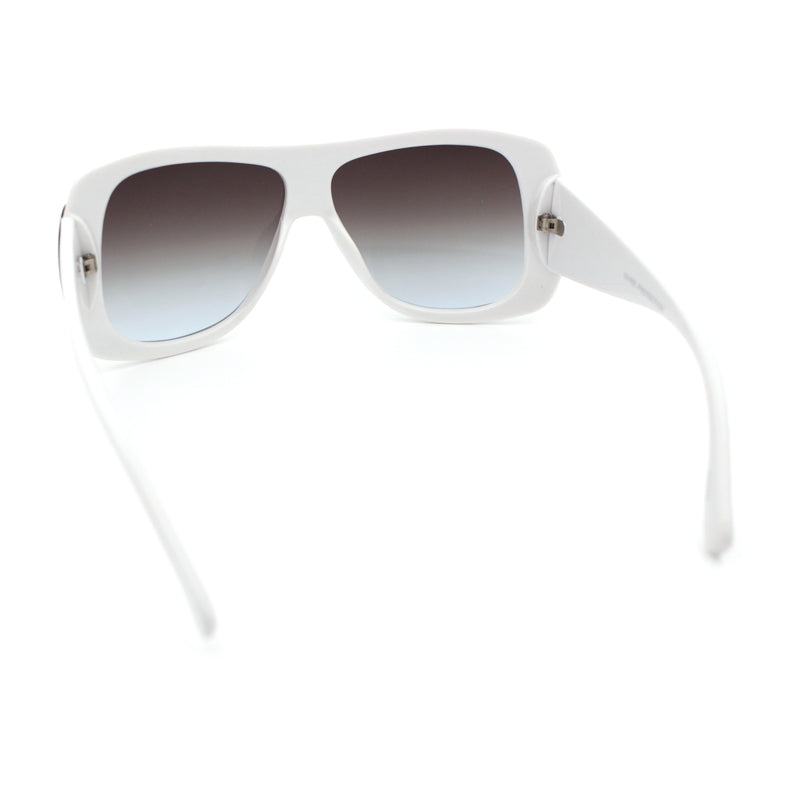Womens Oversized Shield Cropped Side Flat Top Plastic Diva Fashion Sunglasses