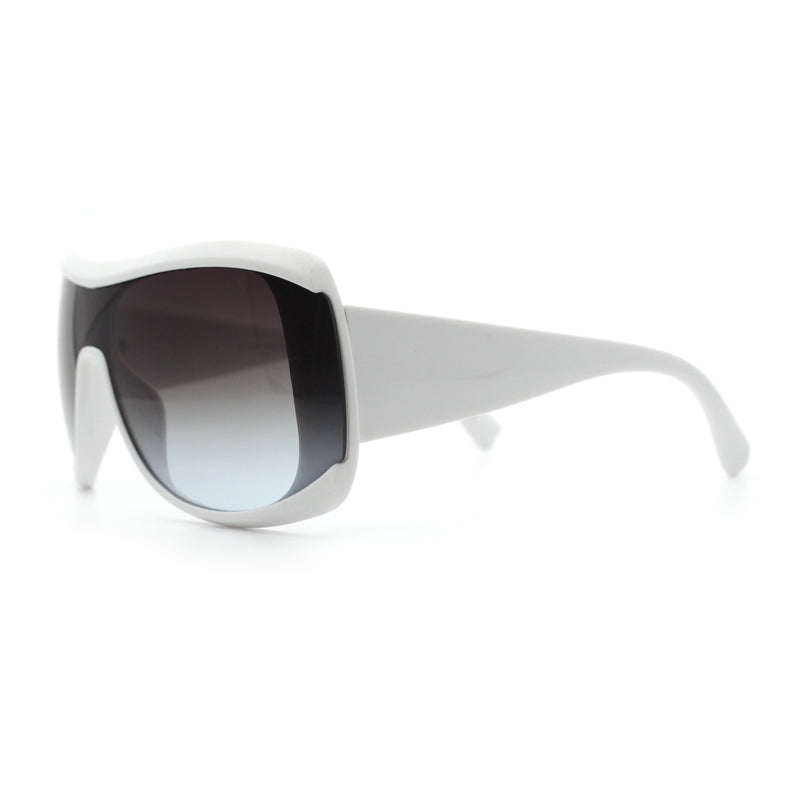 Womens Oversized Shield Cropped Side Flat Top Plastic Diva Fashion Sunglasses