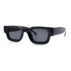 Small Thick Beveled Horn Rim Rectangle Plastic Mod Fashion Sunglasses