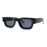 Small Thick Beveled Horn Rim Rectangle Plastic Mod Fashion Sunglasses