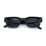 Small Thick Beveled Horn Rim Rectangle Plastic Mod Fashion Sunglasses