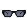 Small Thick Beveled Horn Rim Rectangle Plastic Mod Fashion Sunglasses