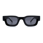 Small Thick Beveled Horn Rim Rectangle Plastic Mod Fashion Sunglasses