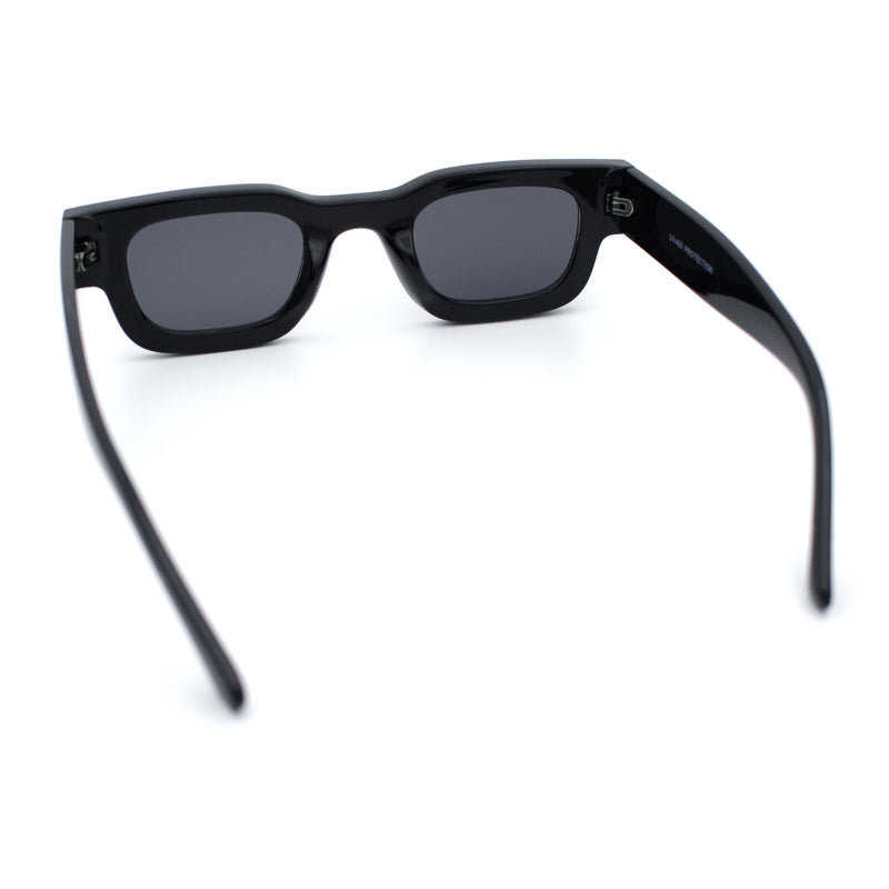 Small Thick Beveled Horn Rim Rectangle Plastic Mod Fashion Sunglasses