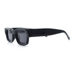 Small Thick Beveled Horn Rim Rectangle Plastic Mod Fashion Sunglasses