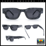 Small Thick Beveled Horn Rim Rectangle Plastic Mod Fashion Sunglasses