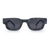 Small Thick Beveled Horn Rim Rectangle Plastic Mod Fashion Sunglasses