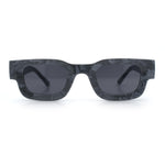 Small Thick Beveled Horn Rim Rectangle Plastic Mod Fashion Sunglasses