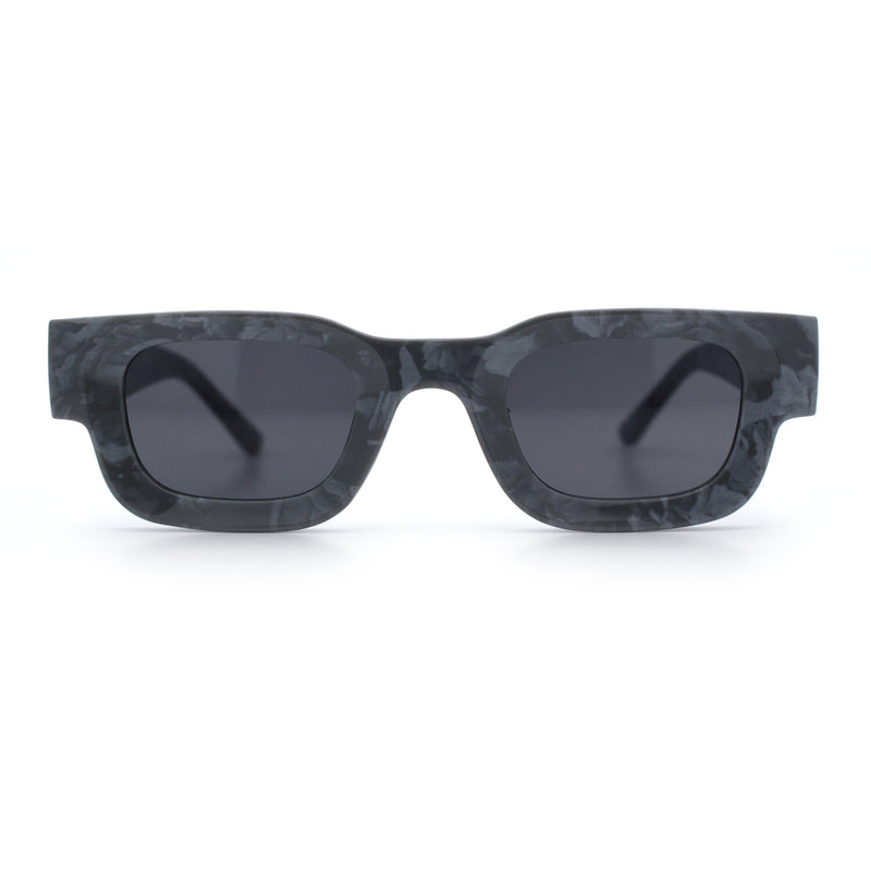 Small Thick Beveled Horn Rim Rectangle Plastic Mod Fashion Sunglasses