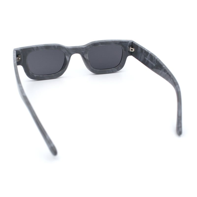 Small Thick Beveled Horn Rim Rectangle Plastic Mod Fashion Sunglasses
