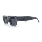 Small Thick Beveled Horn Rim Rectangle Plastic Mod Fashion Sunglasses
