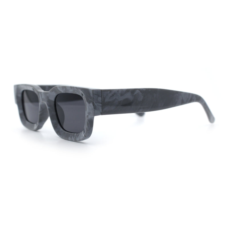 Small Thick Beveled Horn Rim Rectangle Plastic Mod Fashion Sunglasses
