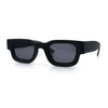 Small Thick Beveled Horn Rim Rectangle Plastic Mod Fashion Sunglasses