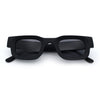 Small Thick Beveled Horn Rim Rectangle Plastic Mod Fashion Sunglasses