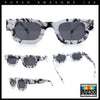 Small Thick Beveled Horn Rim Rectangle Plastic Mod Fashion Sunglasses