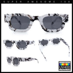 Small Thick Beveled Horn Rim Rectangle Plastic Mod Fashion Sunglasses