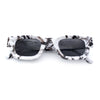 Small Thick Beveled Horn Rim Rectangle Plastic Mod Fashion Sunglasses