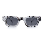 Small Thick Beveled Horn Rim Rectangle Plastic Mod Fashion Sunglasses