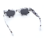 Small Thick Beveled Horn Rim Rectangle Plastic Mod Fashion Sunglasses
