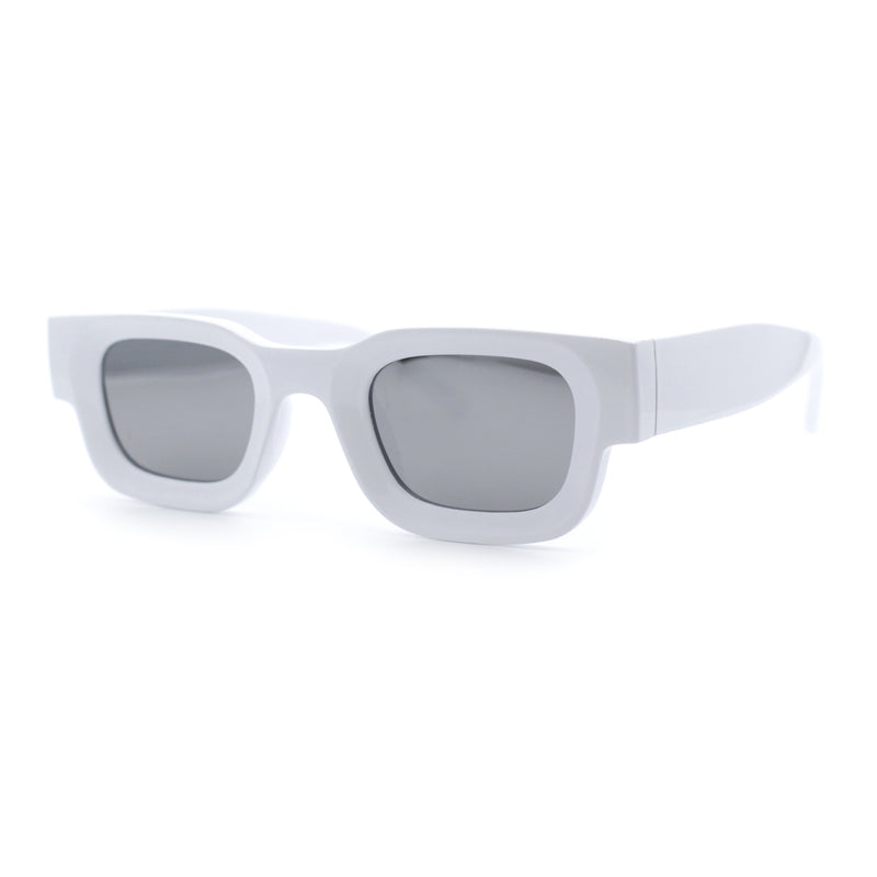 Small Thick Beveled Horn Rim Rectangle Plastic Mod Fashion Sunglasses