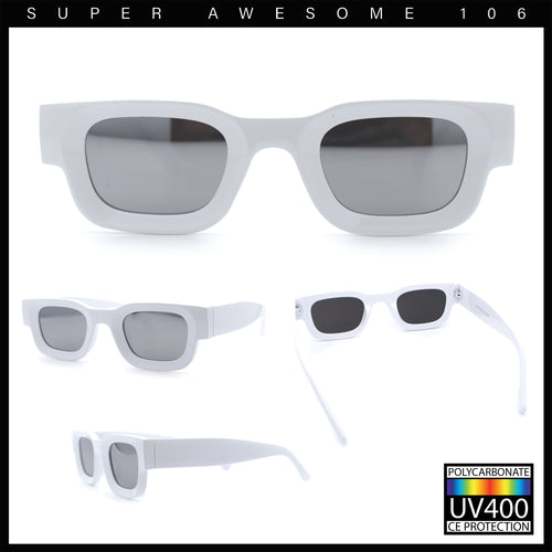 Small Thick Beveled Horn Rim Rectangle Plastic Mod Fashion Sunglasses