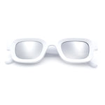 Small Thick Beveled Horn Rim Rectangle Plastic Mod Fashion Sunglasses